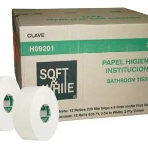 Papel Higiénico Soft & White 180 Metros | Fibra Virgen | Caja con 12 Rollos | 100% Biodegradable